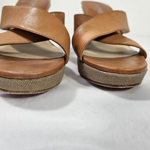 Michael Kors Benny Flip-Flop Wedge Sandal Size 7 M Brown Gold Studded - Picture 3 of 10